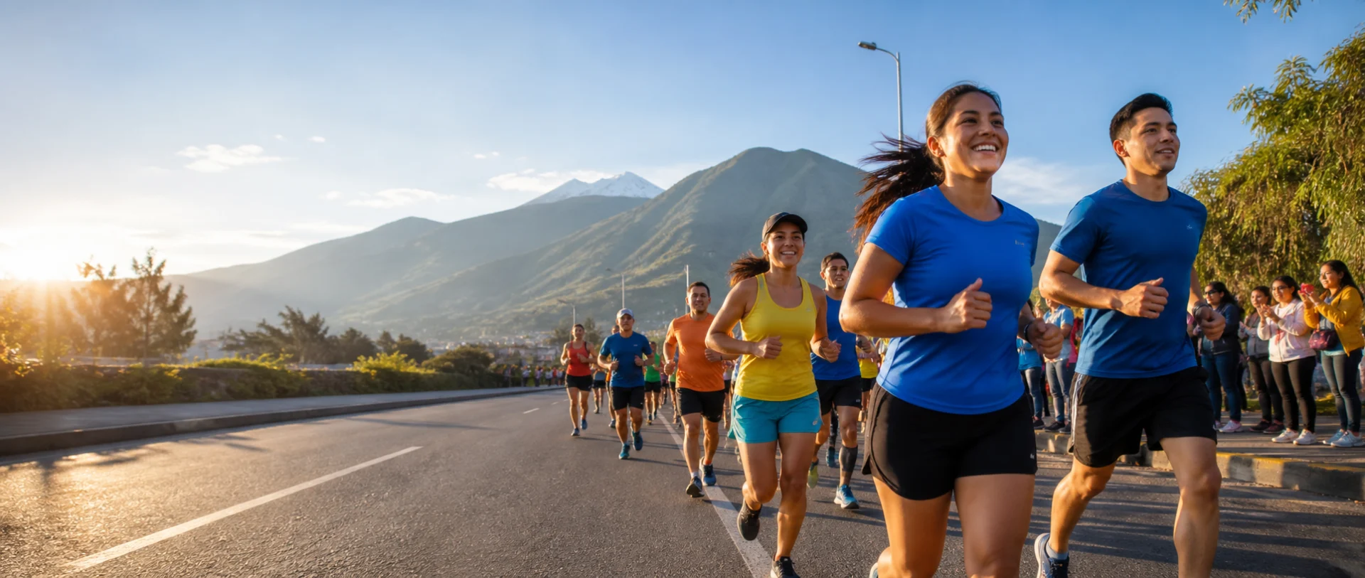 Corredores participan en una carrera comunitaria en el valle de Rumiñahui